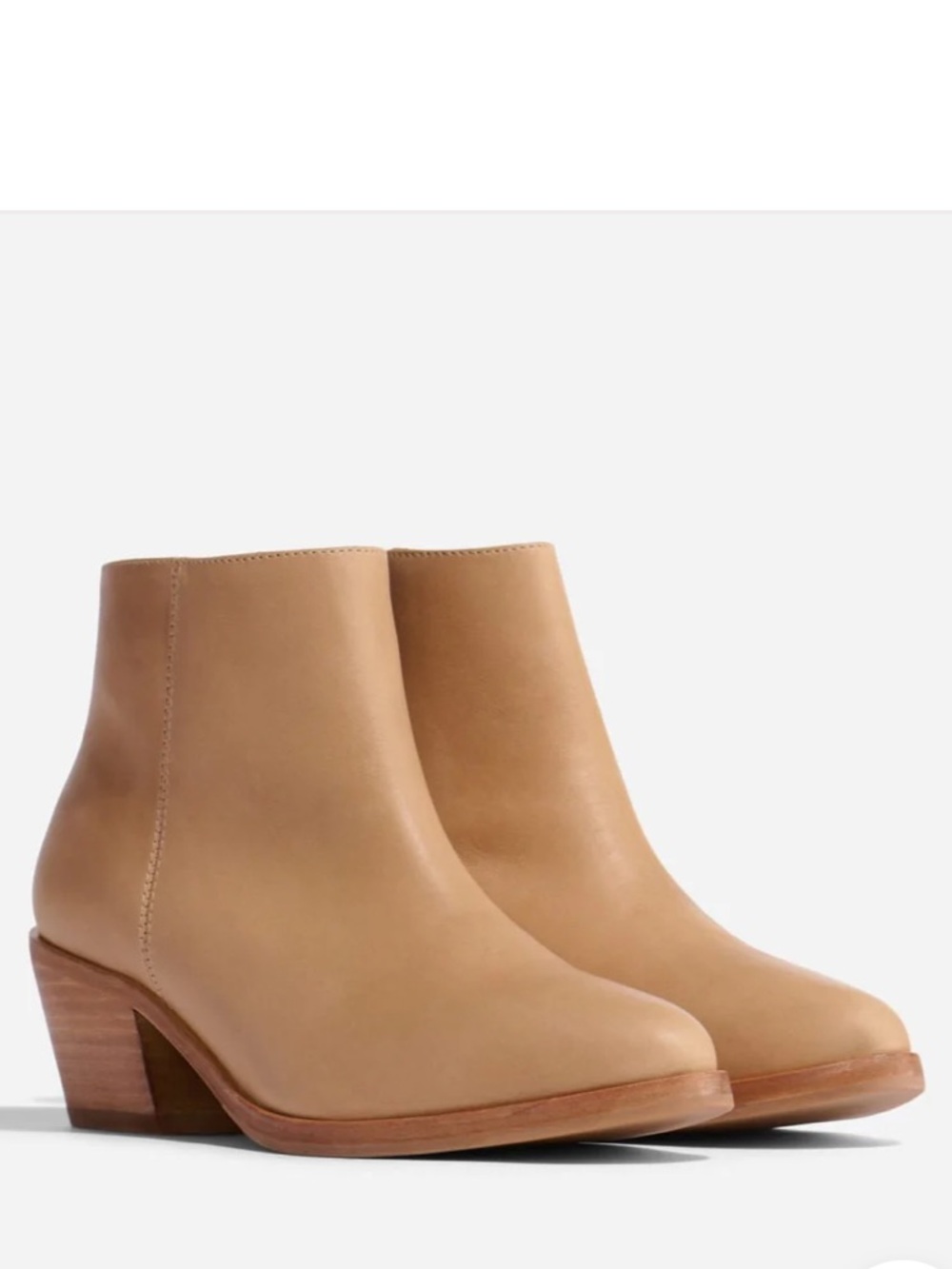 Nisolo Marisa Inside Zip Almond Leather Ankle Boots Size 9 NEW